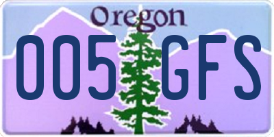 OR license plate 005GFS