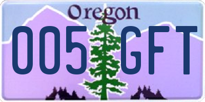 OR license plate 005GFT