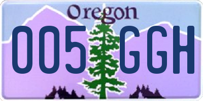 OR license plate 005GGH
