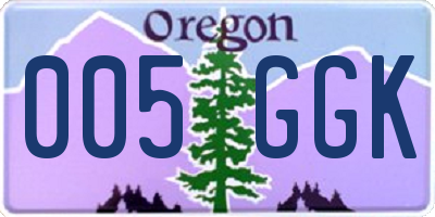 OR license plate 005GGK