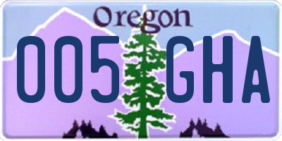 OR license plate 005GHA
