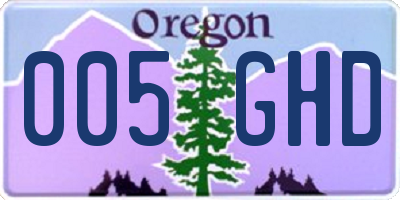 OR license plate 005GHD