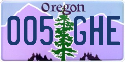 OR license plate 005GHE