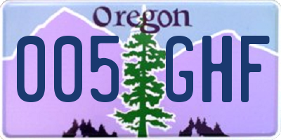 OR license plate 005GHF