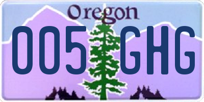 OR license plate 005GHG
