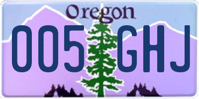 OR license plate 005GHJ