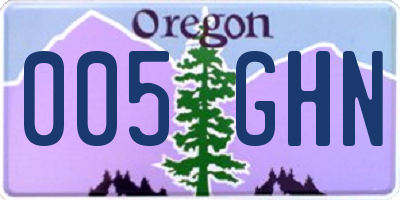 OR license plate 005GHN