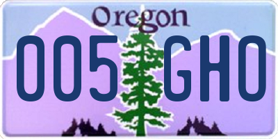 OR license plate 005GHO