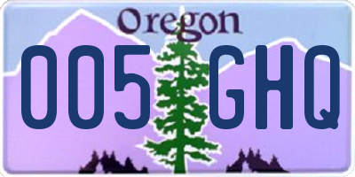 OR license plate 005GHQ