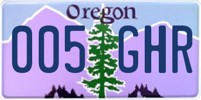 OR license plate 005GHR