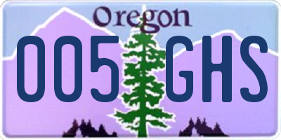 OR license plate 005GHS