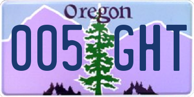 OR license plate 005GHT