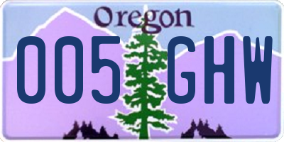 OR license plate 005GHW