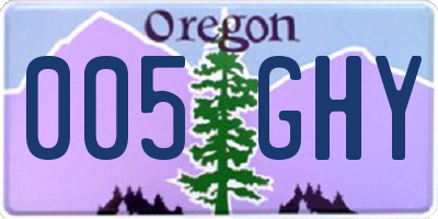 OR license plate 005GHY