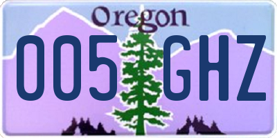 OR license plate 005GHZ