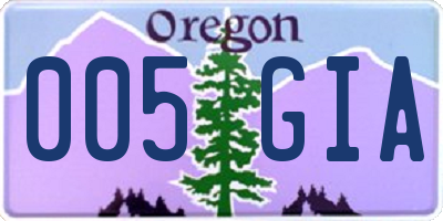 OR license plate 005GIA
