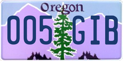 OR license plate 005GIB