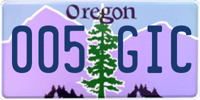 OR license plate 005GIC
