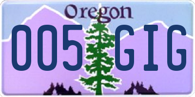 OR license plate 005GIG
