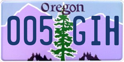 OR license plate 005GIH