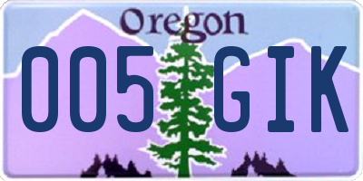 OR license plate 005GIK