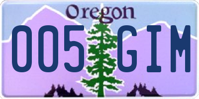 OR license plate 005GIM