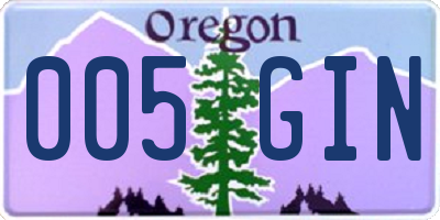 OR license plate 005GIN