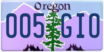 OR license plate 005GIO