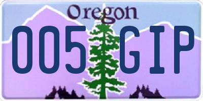 OR license plate 005GIP