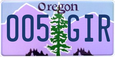 OR license plate 005GIR