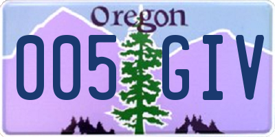 OR license plate 005GIV