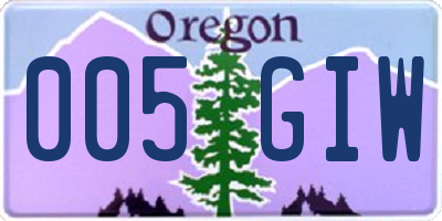 OR license plate 005GIW