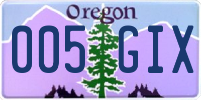 OR license plate 005GIX