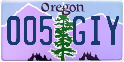 OR license plate 005GIY