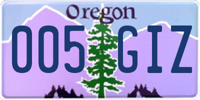 OR license plate 005GIZ