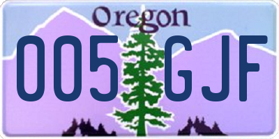 OR license plate 005GJF