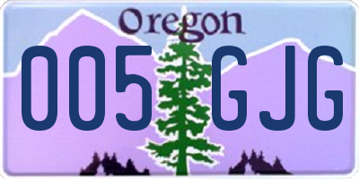 OR license plate 005GJG