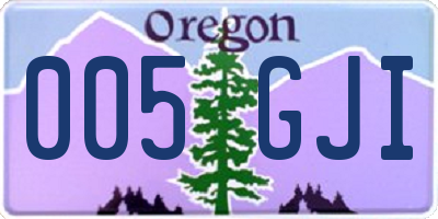 OR license plate 005GJI
