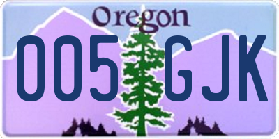 OR license plate 005GJK