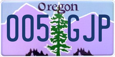 OR license plate 005GJP