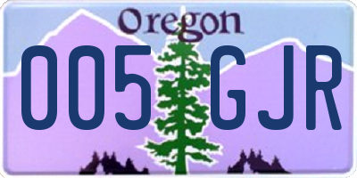 OR license plate 005GJR