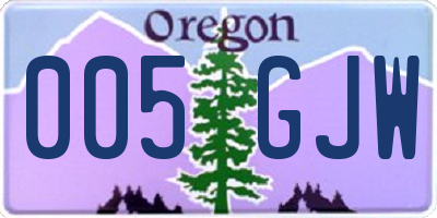 OR license plate 005GJW