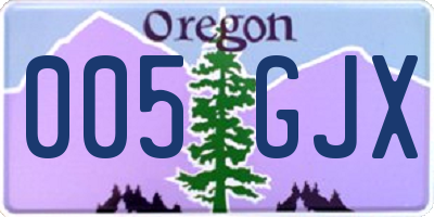 OR license plate 005GJX