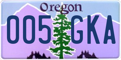 OR license plate 005GKA