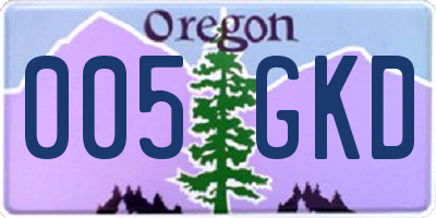 OR license plate 005GKD