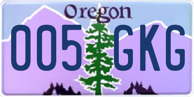 OR license plate 005GKG
