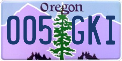 OR license plate 005GKI