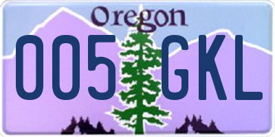 OR license plate 005GKL