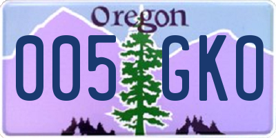 OR license plate 005GKO