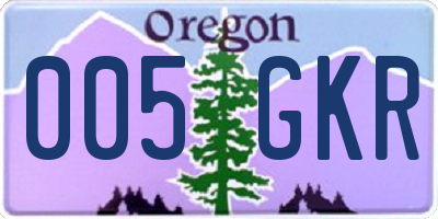 OR license plate 005GKR